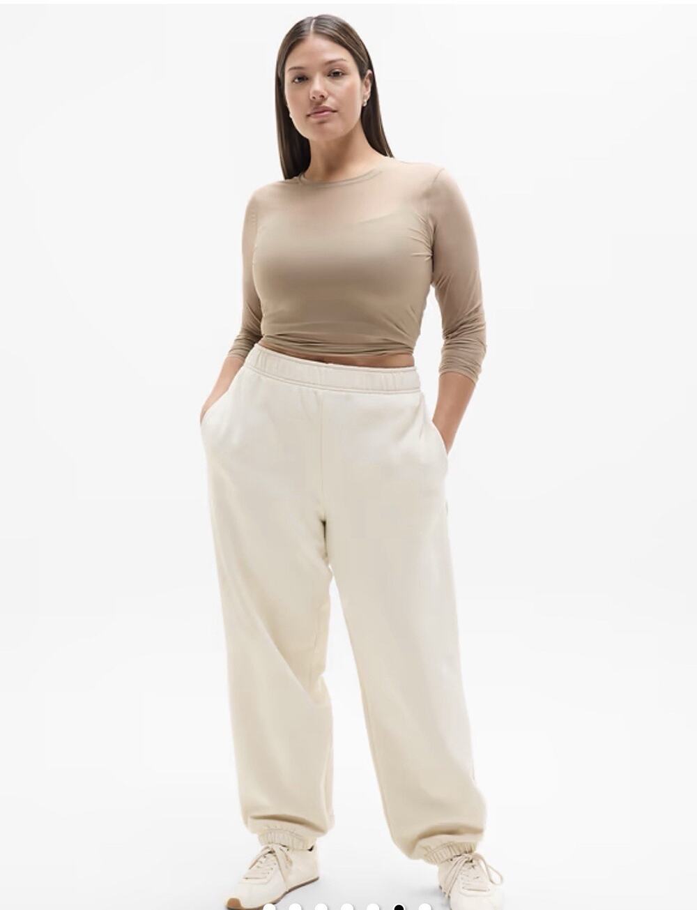 Athleta Women’s XL Cream Cozy Fleece Jogger Sweatpants Drawstring Lounge Pants